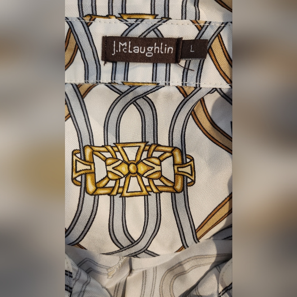 Women's J. McLaughlin Silk Button-down Blouse, Large - Picture 5 of 6